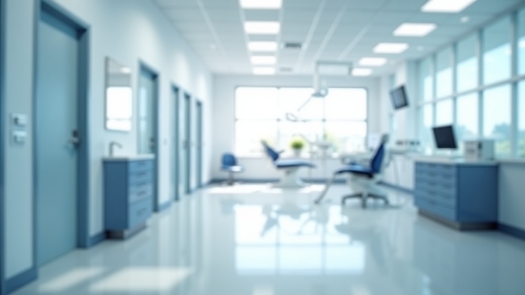 Modern dental clinic corridor with operatories